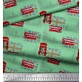 thumbnail image 3 of Soimoi Green Cotton Duck Fabric London Theme Architectural Print Fabric by the Yard 42 Inch Wide, 3 of 3