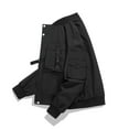 thumbnail image 6 of Lightweight Jacket Men Zip up Bomber Water Resistant Jackets Solid Color Cargo Varsity Coat Stand-Up Spring Fall Windbreaker Baseball Ribbed Sleeve Street Tactical Overcoat, 6 of 9