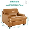 thumbnail image 4 of Naomi Home Siggy Genuine Leather Accent Chair - Luxurious Comfort, Goose Feather Cushion Filling, Square Arm Design, Sturdy Block Legs, Elegant Tan - Ideal for Living Room, Office, or Bedroom, 4 of 11