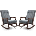 thumbnail image 5 of AVAWING Upholstered Rocking Chair Set of 2, Modern High Back Armchair, Adult Single Sofa, Old Man Chair, Dark Gray, 5 of 9