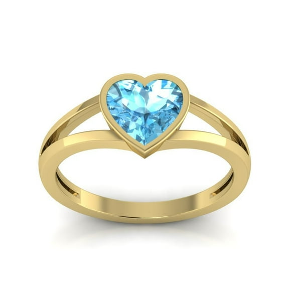 1.0 Carat Topaz Heart Shape Diamond Engagement Ring For Her With 14kt Yellow Gold Plated On Silver, Sterling Silver Ring For Her, Gifts
