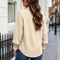 thumbnail image 4 of ClodeEU Women's Collar Button Long Sleeve Shirt with Ruffle Cuffs ,Casual Loose Fit Blouse Beige,Women's Plus L, 4 of 8