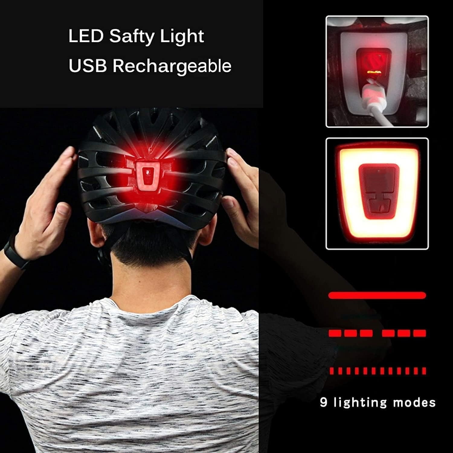Bike Helmet with USB Rechargeable Light & Detachable Magnetic Goggles UV Protective, Bicycle Helmet Men Women Mountain Road Adjustable Adult Cycling Helmet