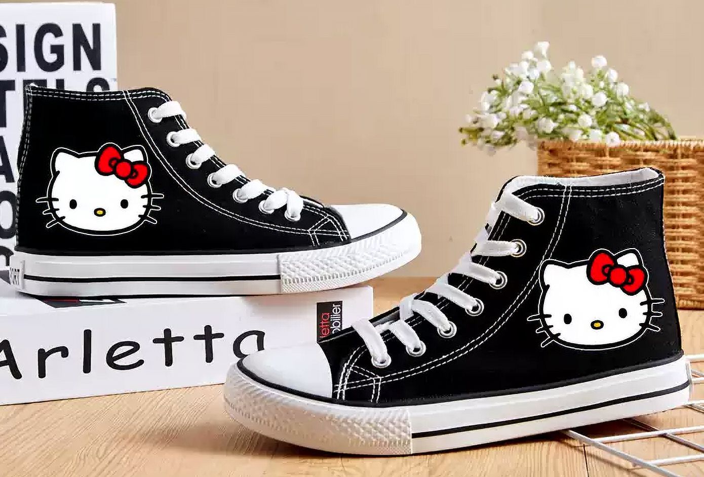 Hello Kitty Canvas High Top Sneakers Tennis Shoes Girls Women's Casual ...