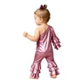 thumbnail image 2 of TTAO Toddler Girls Holographic Full Body Suit Disco Outfit Metallic Hippie Jumpsuit Sparkly Flare Pants Romper Pink 18-24 Months, 2 of 7
