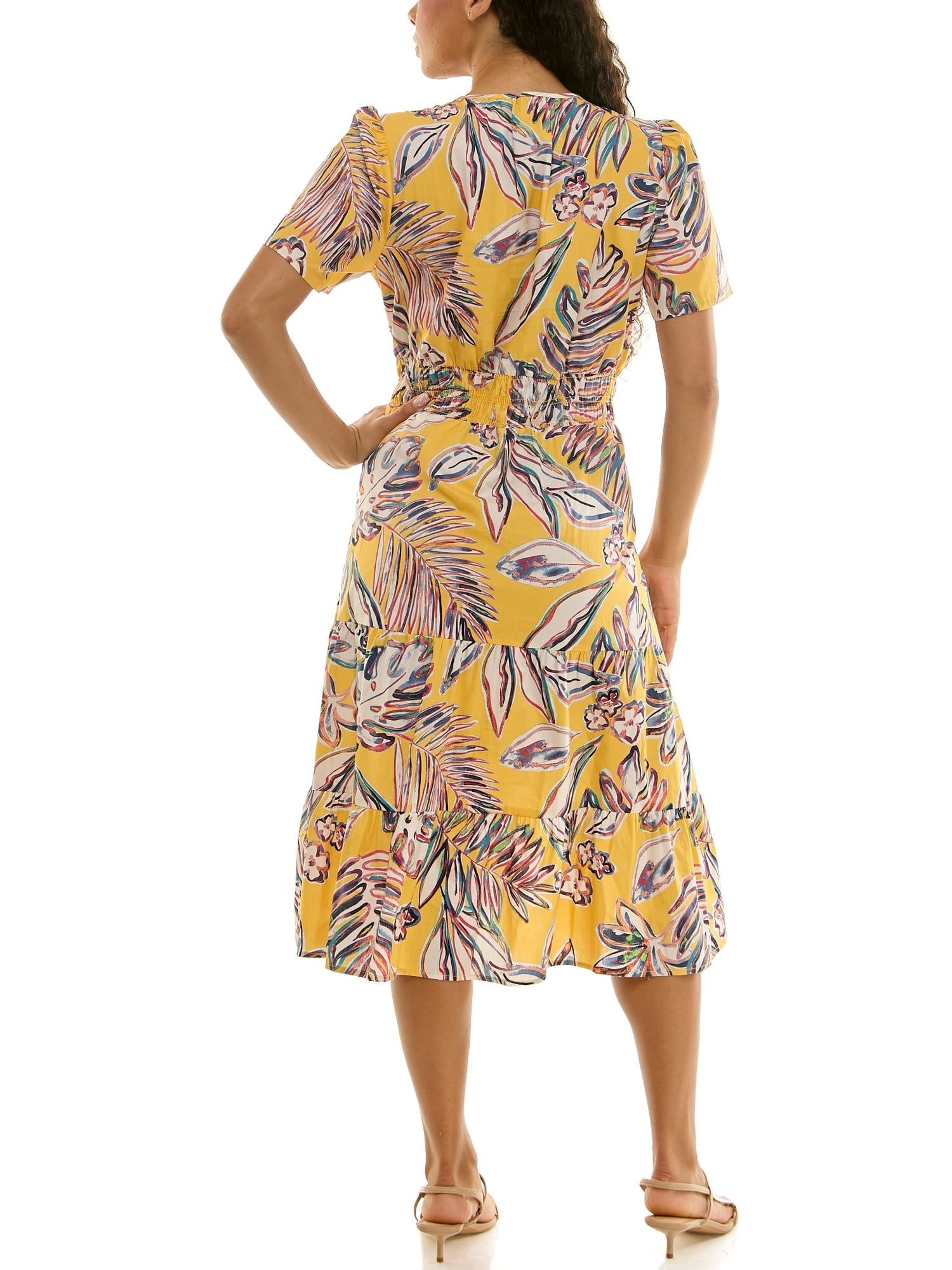 Split Neck Tiered Maxi Dress
