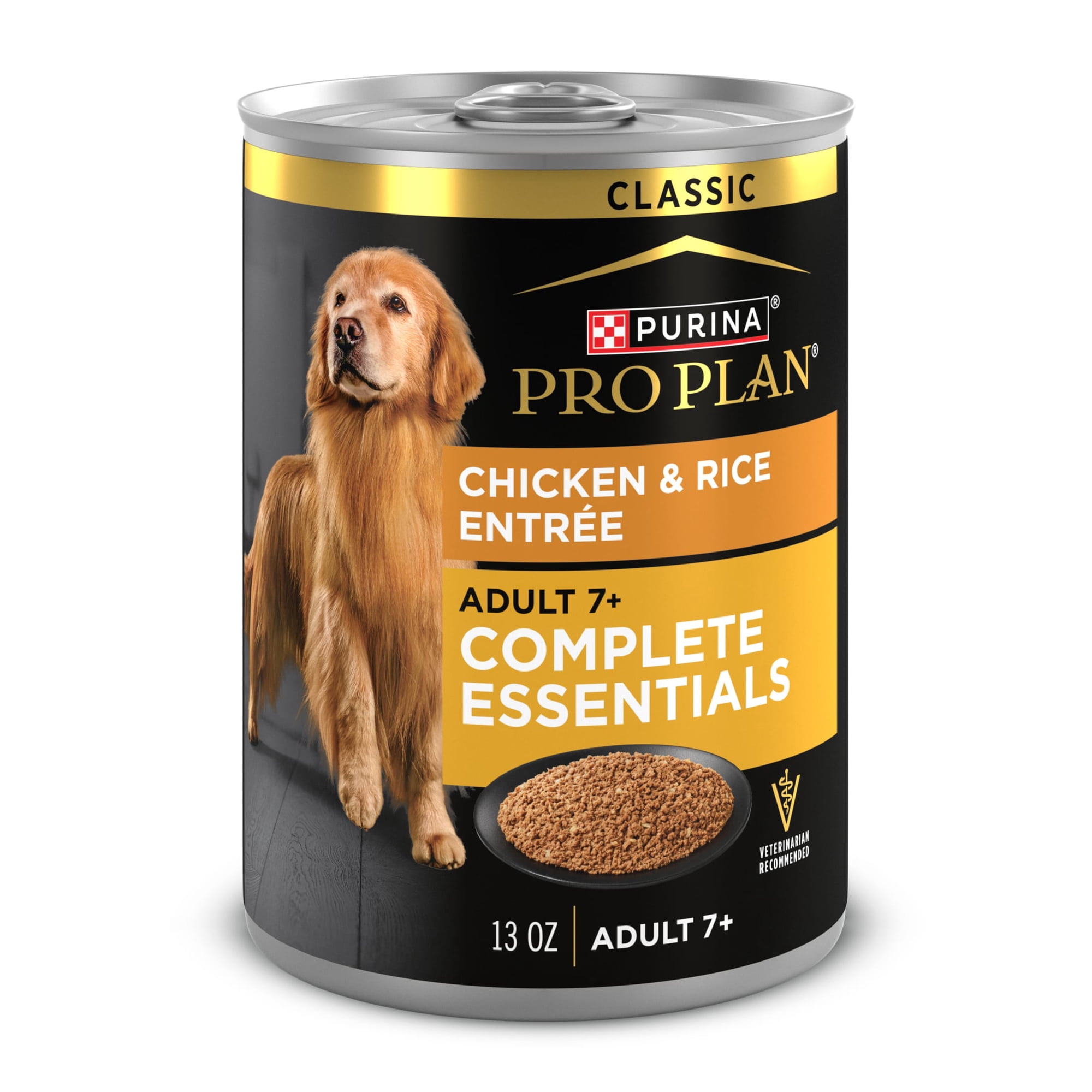Purina Pro Plan Wet Dog Food for Senior Dogs Adult 7 Plus Chicken and Rice Entree Classic, 13 oz Can (12 Pack)