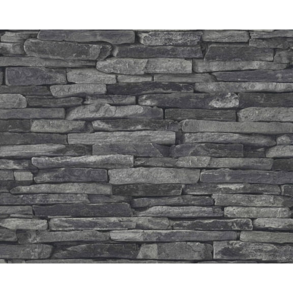 Concord Wallcoverings Textured Wallpaper Faux Stone Wall, Gray, 21 In x 33 Ft (56 sq. ft), 914224