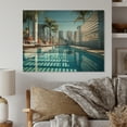 thumbnail image 2 of Designart "Skyscraper Shadows in Turquoise Miami" Cityscapes Print on Natural Pine Wood, 2 of 5