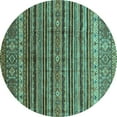 thumbnail image 1 of Ahgly Company Indoor Round Abstract Turquoise Blue Modern Area Rugs, 5' Round, 1 of 4