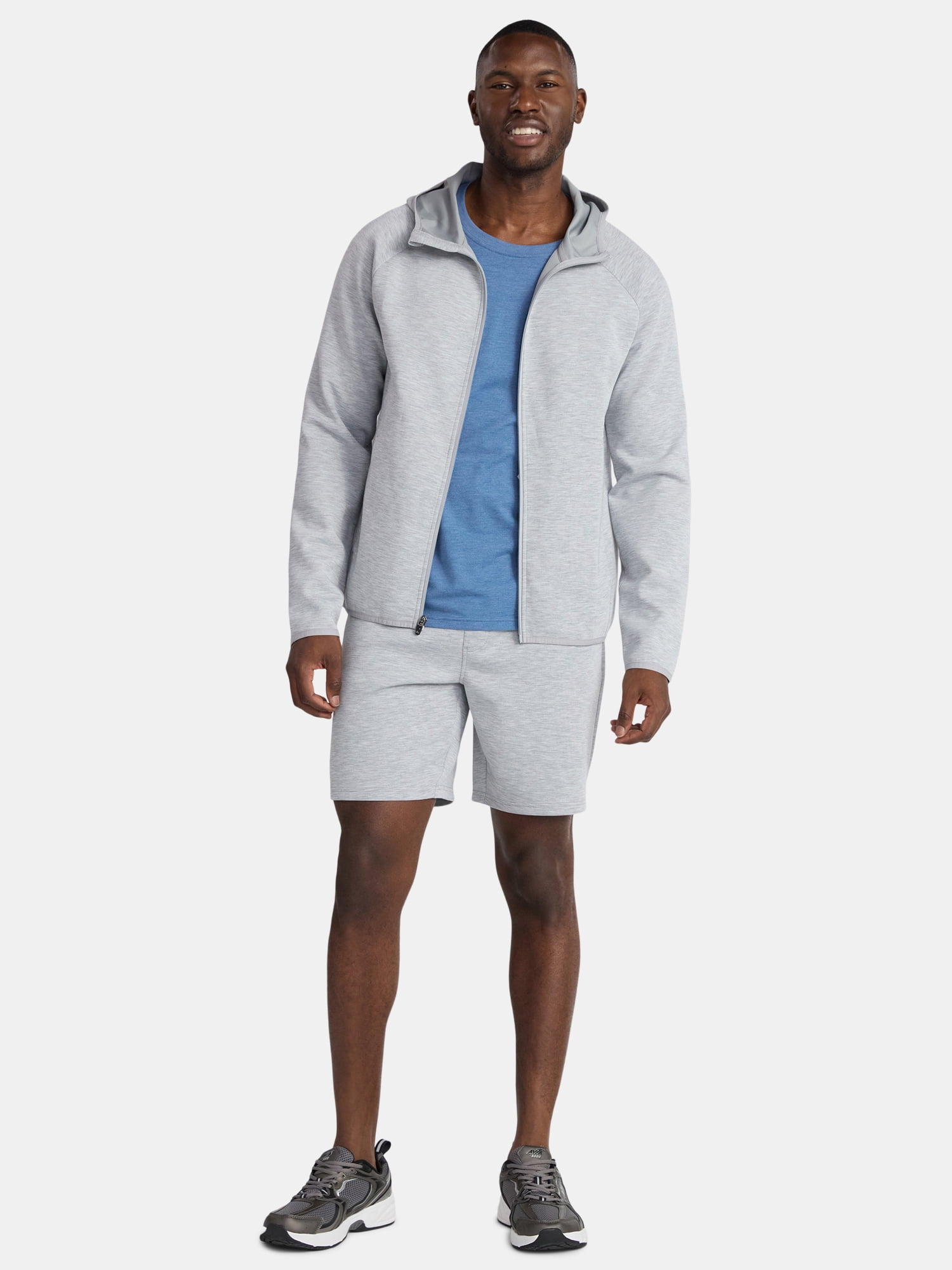 Athletic Works Men's and Big & Tall Fusion Double Knit Full Zip Hooded Sweatshirt Jacket, Sizes S-5XL