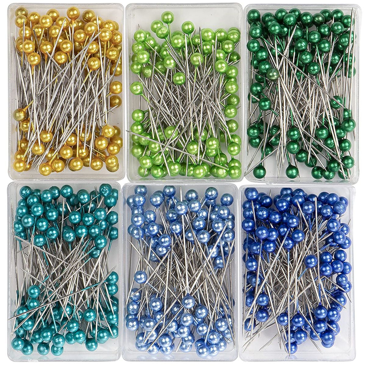 500 Pieces 38mm/1.5inch Sewing Pins with Colored Heads HUOLIKING Glass Ball Head Pins Straight Pins Multicolor with Plastic Box for Dressmaking Quilting Jewelry Decoration 