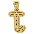 thumbnail image 2 of 925 Sterling Silver Yellow-tone Unisex Cubic Zirconia Letter Name Personalized Monogram Initial Alphabet J Charm Pendant, 2 of 2