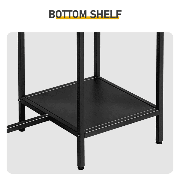 Outdoor Bar Table with Double-Tier Side Shelf, Storage Basket & Wine Glass Rack, Iron Patio Bar Table, 110 x 40 x 94 cm