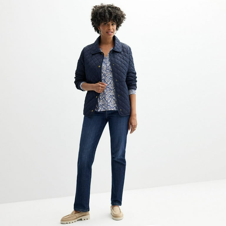 Haut Femme Croft & Barrow Essential Manches Longues Col V Bleu Clair Motif Flocon De Neige