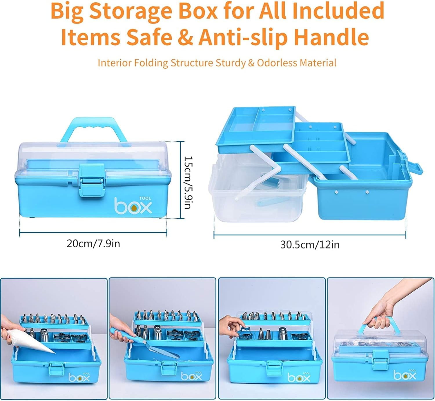 BSHAPPLUS 236Pcs Cake Decorating Supplies Set,Cupcake Decorating Supplies with Storage Box,Blue Baking Supplies Tools,Piping Bags and Tips Set,Cake Pans,Frosting Bags,Icing Tips Pastry,Cake Scrapers