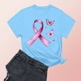 thumbnail image 2 of Nfurl Plus Size Women Breast Cancer Awareness T Shirts Inspirational Pink Ribbon Graphic Tees Casual Short Sleeve Crewneck Tshirt Blue XXL, 2 of 4