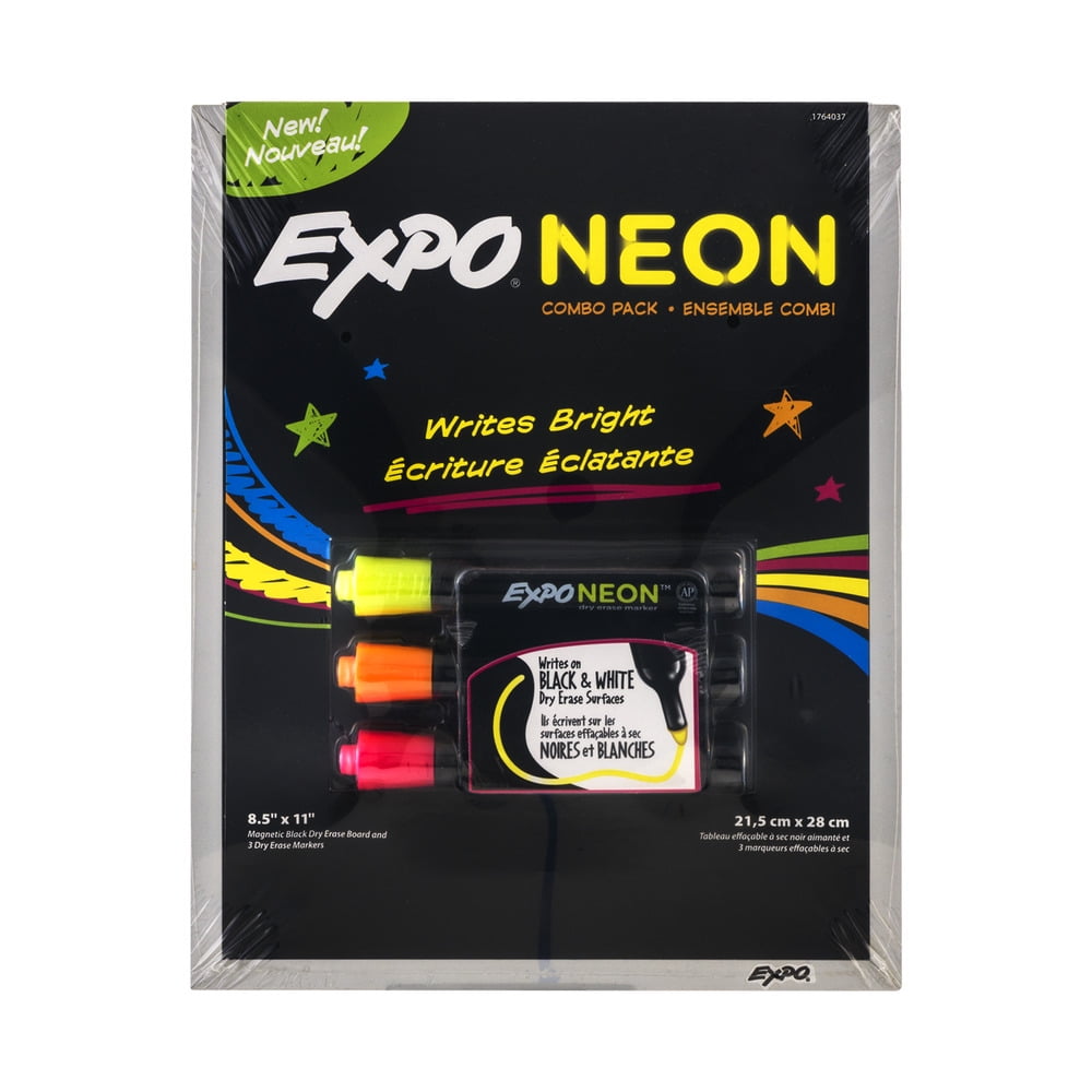 EXPO Low Odor Neon Dry Erase Markers Black Dry Erase Board Set 4 