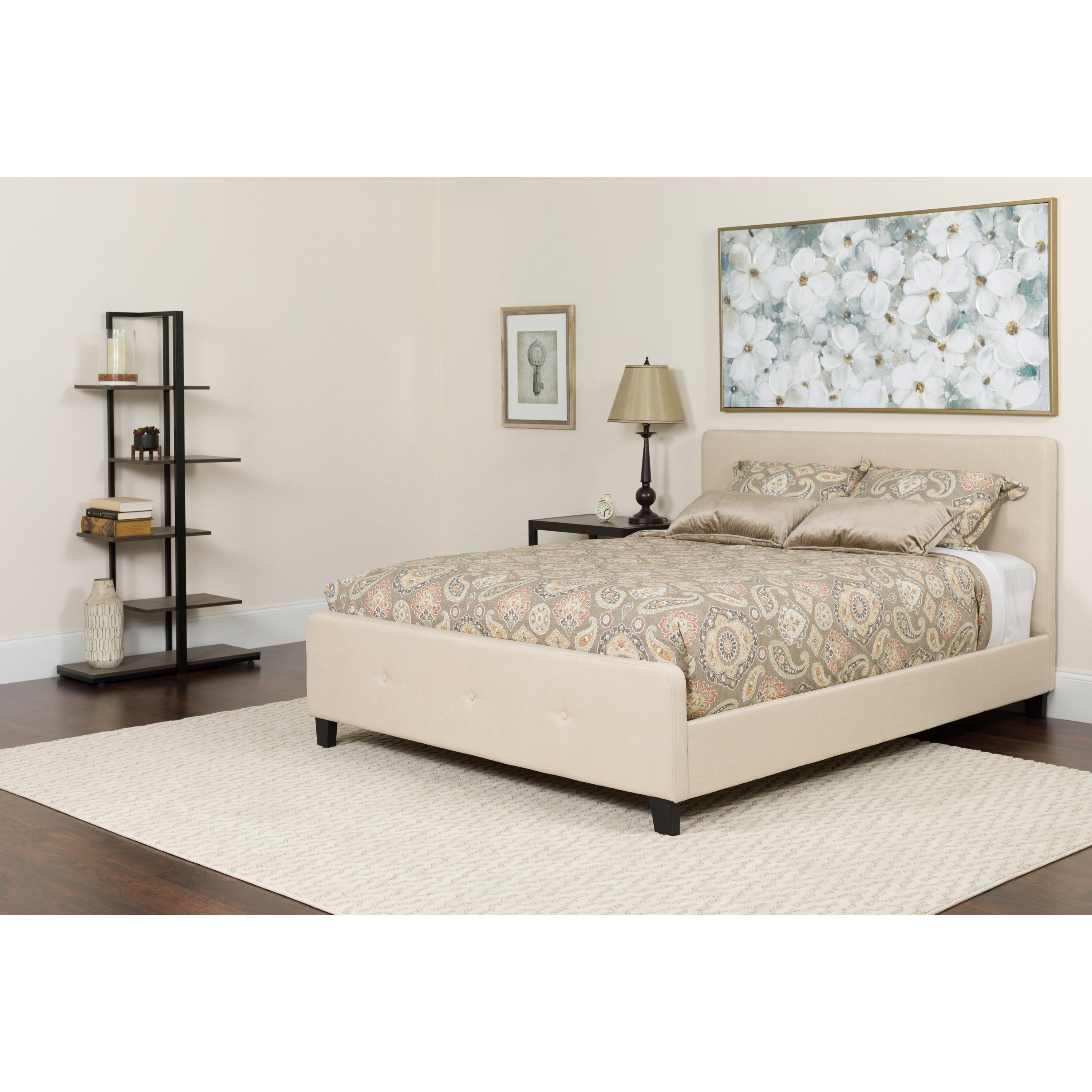 Lancaster Home Button Tufted Upholstered Platform Bed