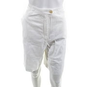 Pre-owned|Escada Sport Womens Zipper Fly Bermuda Shorts White Cotton Size EU 42