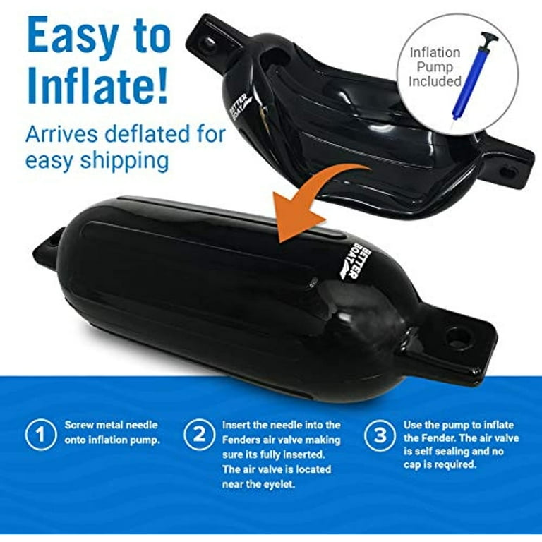 2 Boat Fenders | Inflatable Fenders | Better Boat Black