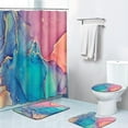 thumbnail image 5 of 4 Pcs Shower Curtain Set, Orange Brown and Beige Abstract Modern Art Shower Curtain with Non-Slip Rugs, Toilet Lid Cover and Bath Mat, Bathroom Sets Decorations 72" x 72", 5 of 6
