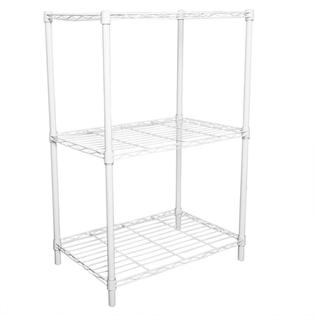 Home Basics Multi-Purpose Adjustable 13.8"W x 21"D x 32"H 3-Shelf Steel and Wire Garage Shelves, White