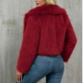 thumbnail image 5 of jtjvou Womens Ladies Warm Faux Furry Fashion Coat Jacket Winter Solid Color Turn Down Collar Outerwear CoatRed XXXL, 5 of 7