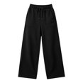 thumbnail image 7 of Sweatpants Women Solid Color Elastic Waist Wide Straight Leg Lightweight Casual Pants Fall Trousers with Pockets, 7 of 7