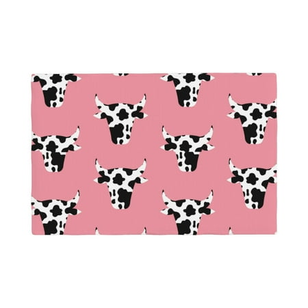 

Placemats Set of 4 / 6 cute cow head pink print Placemats for Dining Table Indoor/Outdoors Heat Resistant Washable Placemats 18 x 12