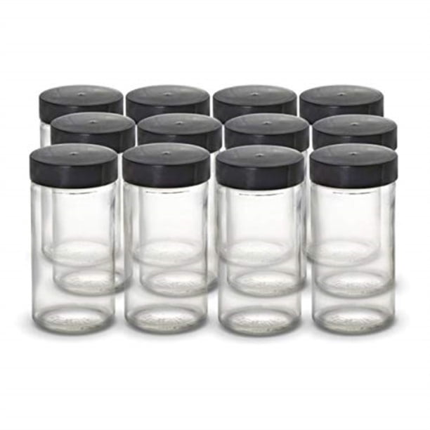 Kamenstein 5244227 Empty Jars Set Of 12 3 Ounce Black Cap Walmart Com Walmart Com