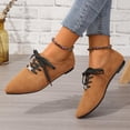 thumbnail image 4 of Aobny Wingtips Womans Shoes Business Casual Shoes Micro-Wedge Teacher Shoes Flat Shoes Shoe Brown Lace-Up Arch Support Pointy Toe Womens Summer Shoes,Size 42, 4 of 9