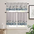 thumbnail image 2 of Fall White Pumpkin Kitchen Curtains and Valances Set, Rod Pocket Curtains Tier Farmhouse Window Curtains 24 Inch Length, Thanksgiving Vintage Flowers Purple Check 3 Piece Kitchen Curtains Set, 2 of 6