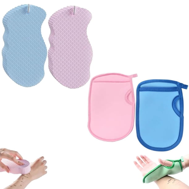 Exfoliante coreano para la piel, esponja de baño exfoliante súper suave, esponja exfoliante 3D, agradable para la piel y reutilizable para adultos y niños (4PCS-C)
