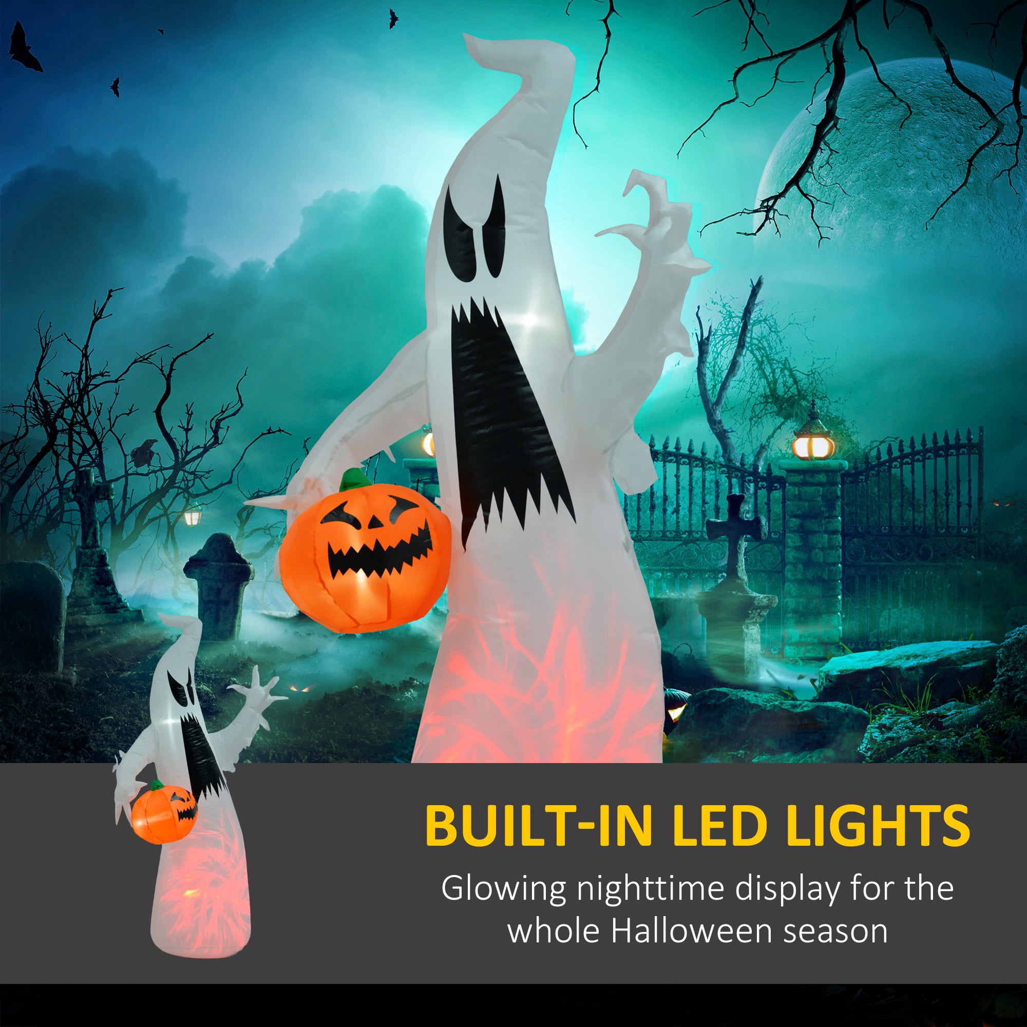 Alvantor 5.9" Inflatable Halloween Ghost Decoration with Pumpkin Waterproof Pink