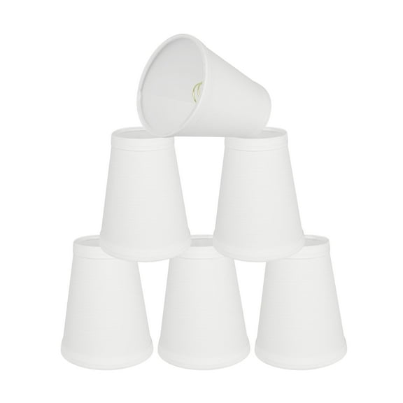 Aspen Creative 32080-6 Small Hardback Empire Shape Chandelier Clip-On Lamp Shade Set (6 Pack), Transitional Design in Off White, 4" bottom width (2.5" x 4" x 5")