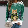 thumbnail image 2 of Chandail en Molleton Imprimé Joyeux Noël pour Femmes Col Rond Décontracté Manches Longues Coupe Ample Blouse d'Entraînement Col Rond Confortable, 2 of 4