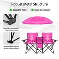 thumbnail image 5 of Costway Portable Folding Picnic Double Chair with Umbrella Table Cooler Beach Camping Chair Pink, 5 of 10