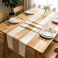 thumbnail image 6 of AUNVITO Linen Braid Patchwork Decorative Table Runner 12 x 108 Inch Farmhouse Tablecloth for Dining Table Kitchen Counter Holiday Party Decor, 6 of 6