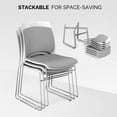 thumbnail image 3 of VINGLI Stackable Chairs Set of 8, Stacking Office Chairs with Metal Sled Base, Ergonomic Plastic Padded Seat & Back, Capacity 350lbs, Stacking Chairs for Waiting Room Break Room Banquet Guest, Gray, 3 of 7