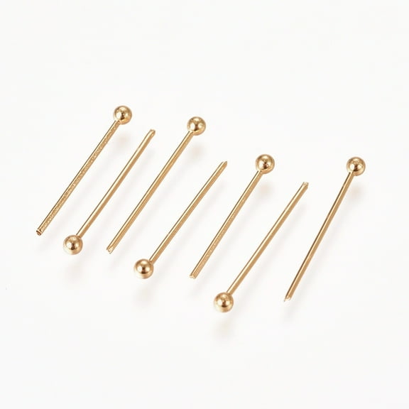DIY 200pc 304 Stainless Steel Ball Head Pins Real 24k Gold Plated 15x0.6mm 22 Gauge Head: 1.8mm DIY
