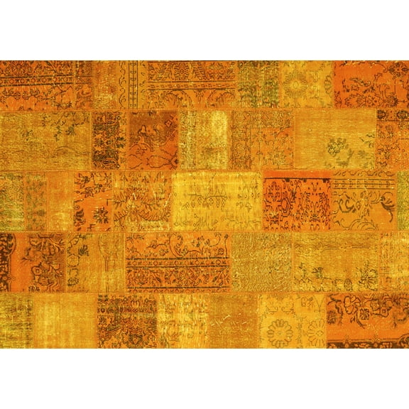 Ahgly Company Indoor Rectangle Patchwork Yellow Transitional Area Rugs, 7' x 10'