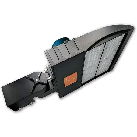 

120W LED Outdoor Parking Lot Pole Light (Shoe Box) w Photocell (Bright as 5 Equiv. Metal-Halides/HPSs or 2 Equiv. Fluorescents) 5000K 16000 lm Slip-Fit Mount