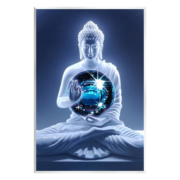 Stupell Industries Buddha with Disco Ball Novelty Painting Unframed Art Print Wall Art, 10 x 15