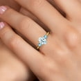 thumbnail image 4 of Gem Stone King 10K Yellow Gold Sky Blue Aquamarine and Swiss Blue Topaz 3-Stone Ring for Women | 1.50 Cttw | Oval 8X6MM | Gemstone March Birthstone | Size 9, 4 of 6