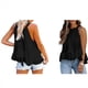 thumbnail image 3 of Blusa de Verano para Mujer, con Cuello Halter, Sin Mangas, Fruncida e Irregular, con Volantes Negro XL, 3 of 6