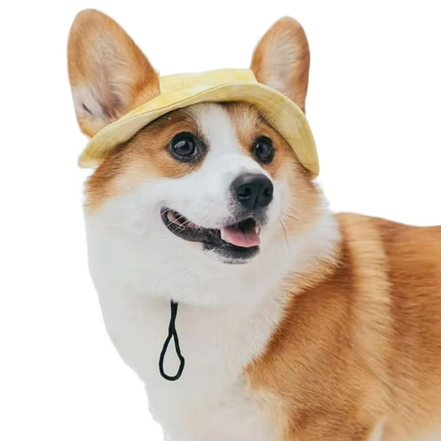 Corgi Chapeau de Soleil pour Animaux avec Trous pour Oreilles Chapeau de Soleil pour Chien avec Sangle de Cou Réglable pour Petits et Moyens Animaux Protection Solaire Extérieure