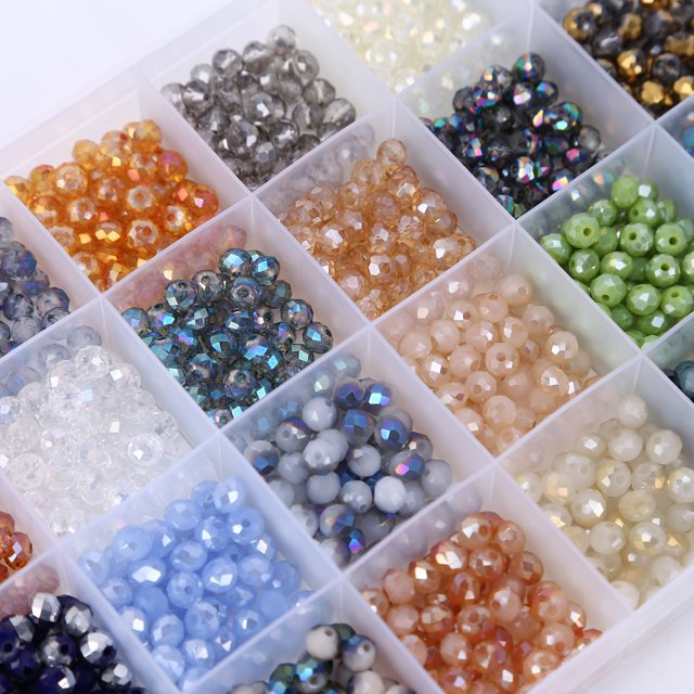 Cuentas De Vidrio 1200 cuentas de cristal de 0.236 in, 24 colores, cuentas de cristal facetadas Rondelle (B) Likrtyny Libre de BPA