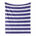 thumbnail image 1 of Striped Soft Flannel Fleece Throw Blanket, Nautical Marine Style Navy Blue and White Sailor Theme Geometric Pattern Art Print, Cozy Plush for Indoor and Outdoor Use, 70" x 90", Purple, by Ambesonne, 1 of 6