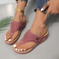 thumbnail image 6 of Women's Spring And Summer New Big Size Clip-toe Beach Flower Hollow-out Wedges Fashion Casual Slippers Summer Sandals for Women Wine 39, 6 of 7